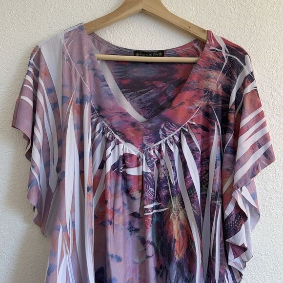 Y2k Suzie in the city graphic burnout butterfly blouse - Picture 3 of 9